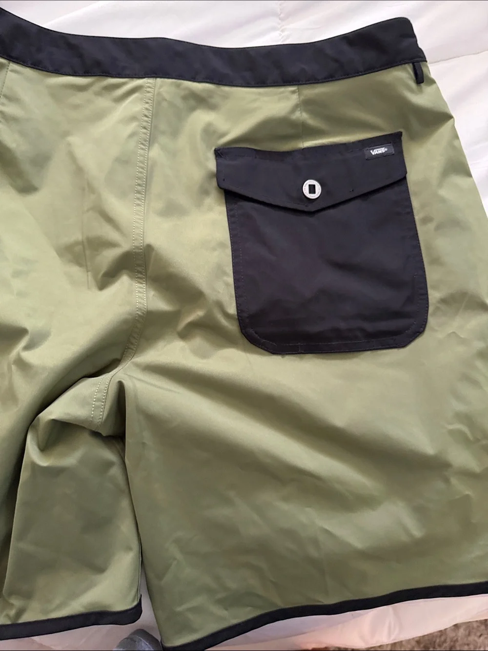 Vans Olive Green Swim Trunks with Black Trim